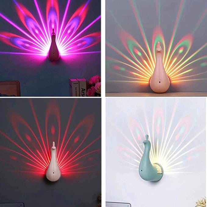 Peacock Colorful Projection Wall Lamp